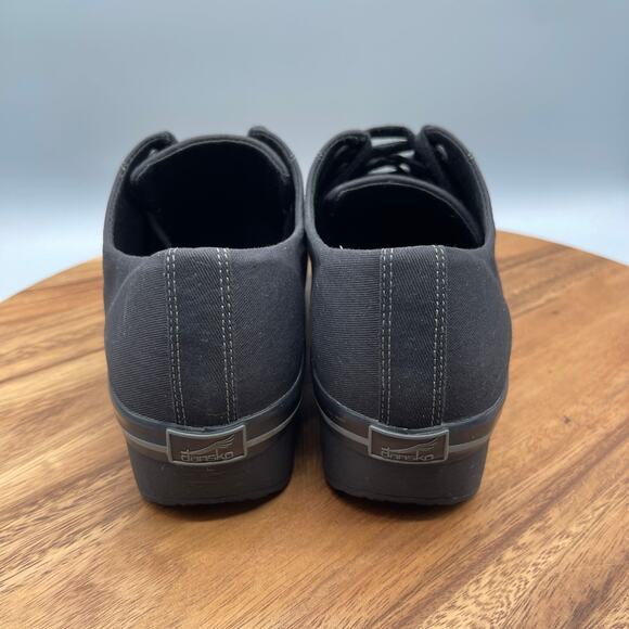 Dansko Veda Vegan Shoes Womens Size 11.5 / 42 Black Canvas Comfort Lace Up Clogs - Picture 4 of 9